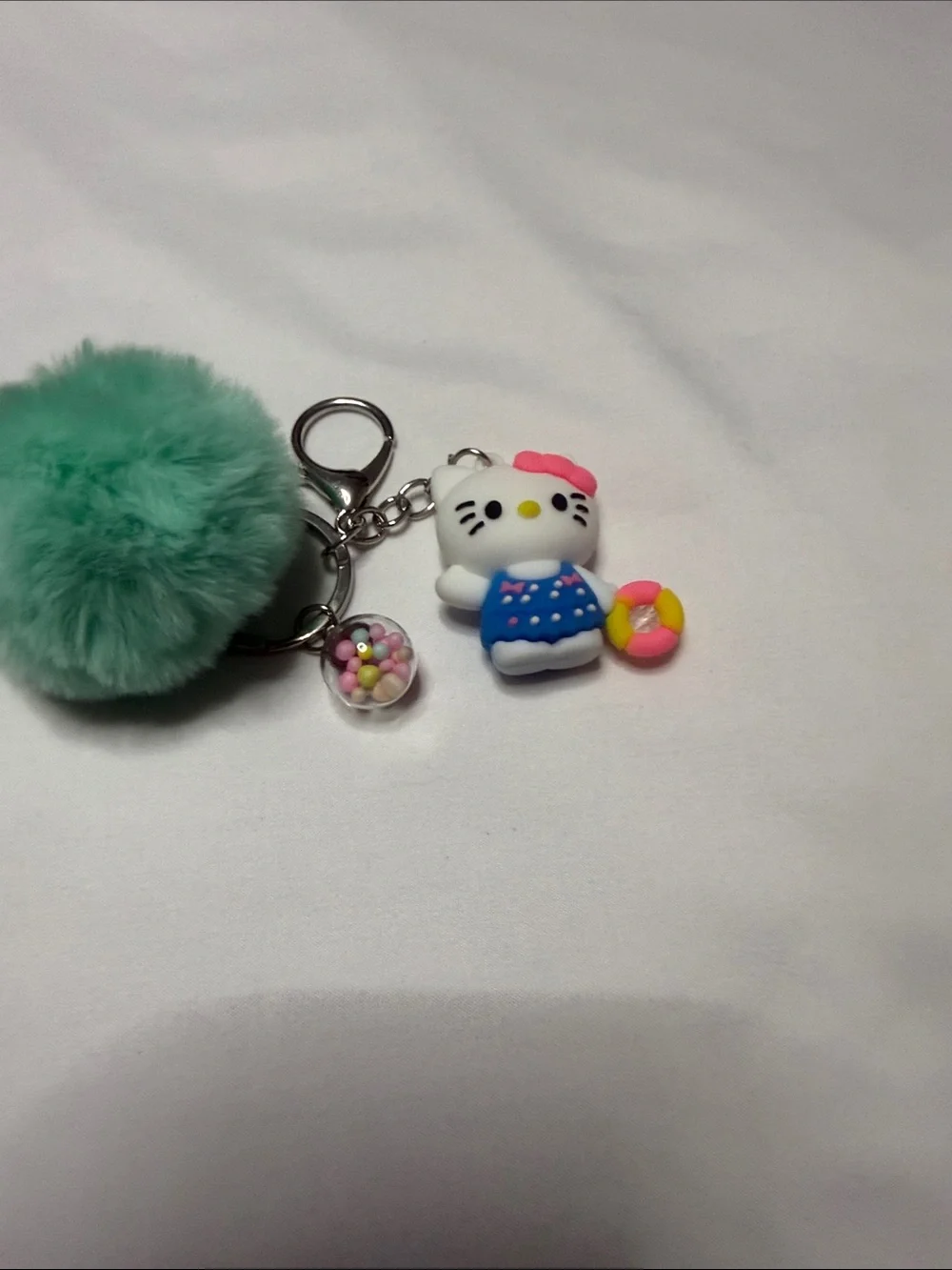 Hello Kitty Pink Pom Keychain with Character Charm